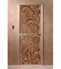 Дверь для бани "Хохлома бронза матовая" (стекло)