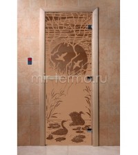 Дверь для бани "Лебединое озеро бронза матовая" 