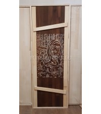 Термодверь для бани(Массив "Медведь")